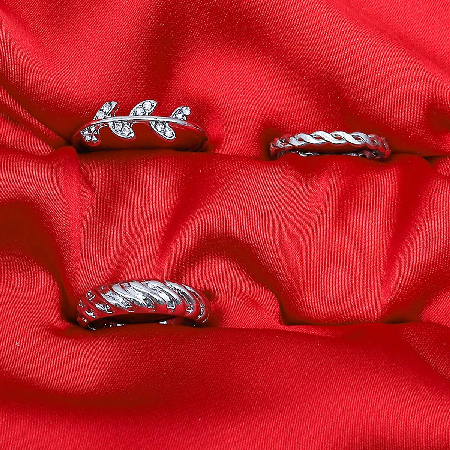 Leaf Earing Set Of Rings 3 Pcs (50106)  - Fluffy