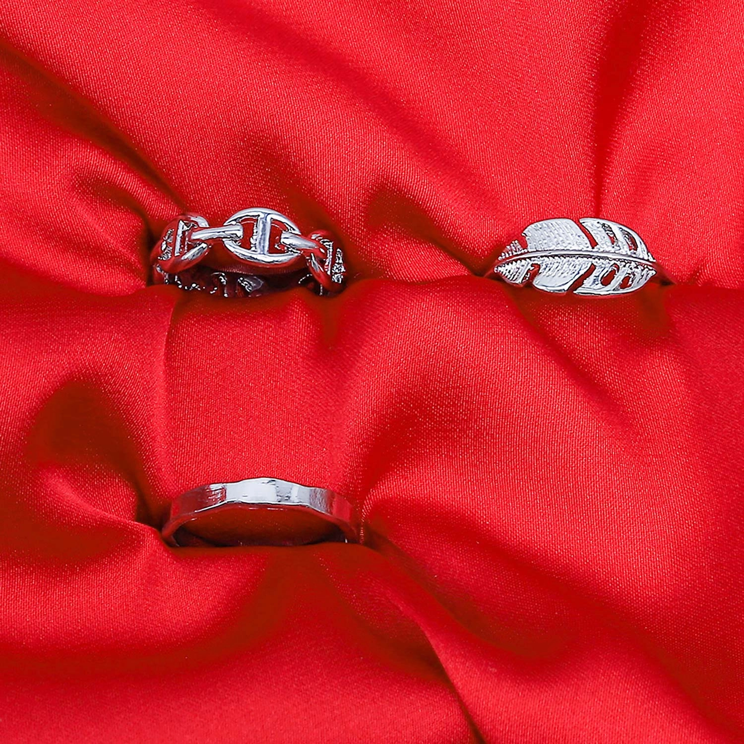 Leaf Earing Set Of Rings 3 Pcs (50107)  - Fluffy