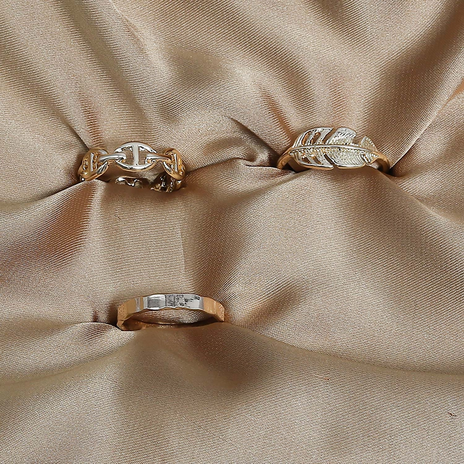 Leaf Earing Set Of Rings 3 Pcs (50107)  - Fluffy