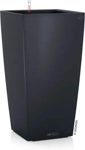 Lechuza 13138 Cubico Color 30 Self-Watering Planter for Indoor and Outdoor Use, 12" x 12" x 22", Slate