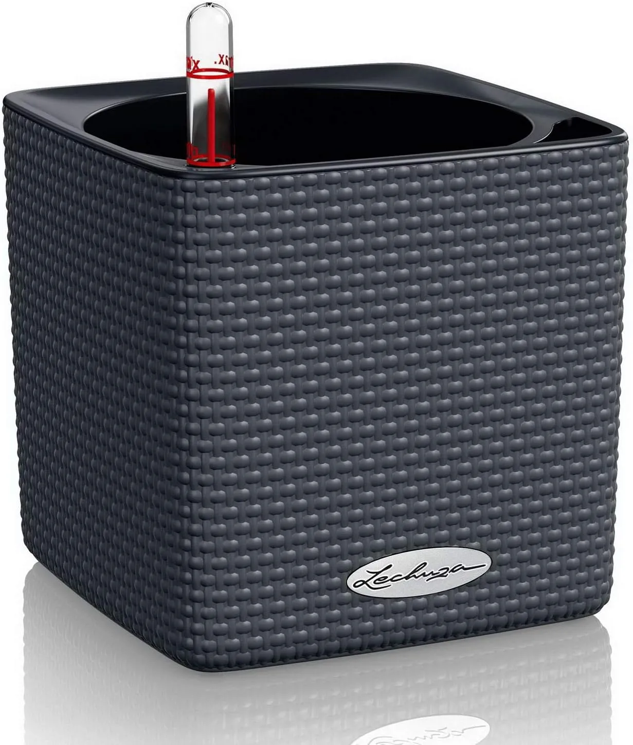 Lechuza 13384 Cube Color 14 Self-Watering Planter for Indoor and Outdoor Use, 6" x 6" x5", Slate