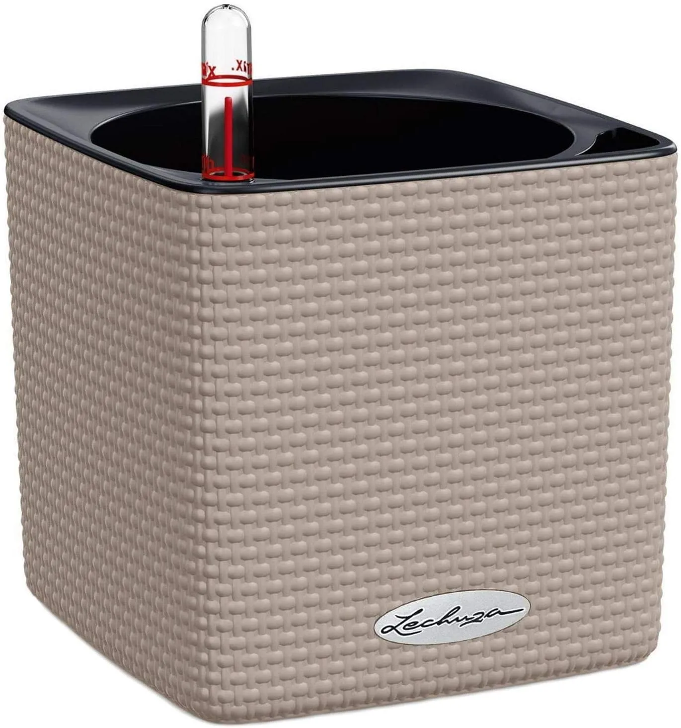 Lechuza 13488 Cube Color 16 Self-Watering Planter for Indoor and Outdoor Use, 7" x 7" x 6", Sand Brown