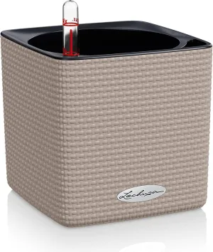 Lechuza Cube Color 14 Planter, Sand Brown, 6" x 6" x 5"