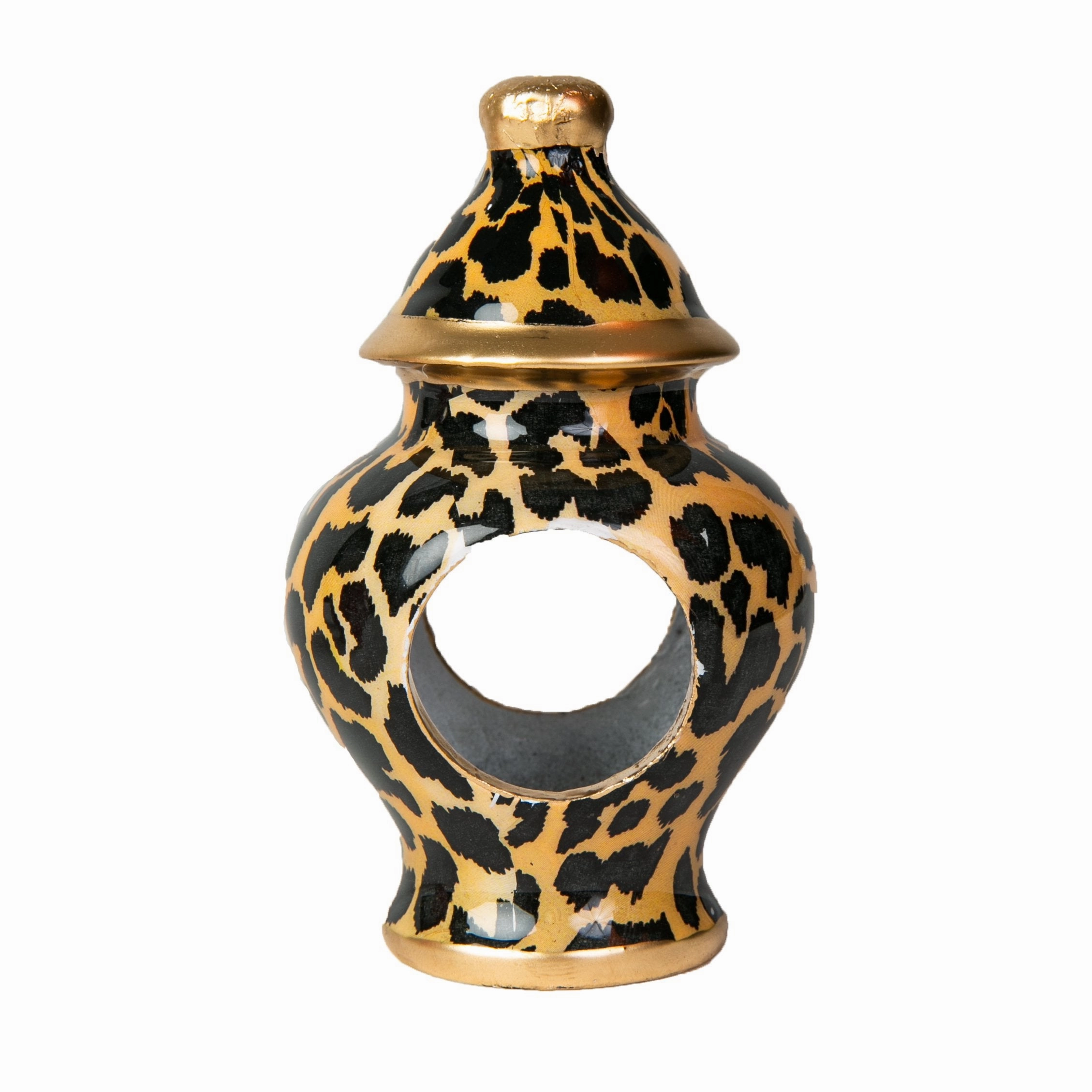 Leopard Spots Ginger Jar Enameled Napkin Ring (4 Pack)