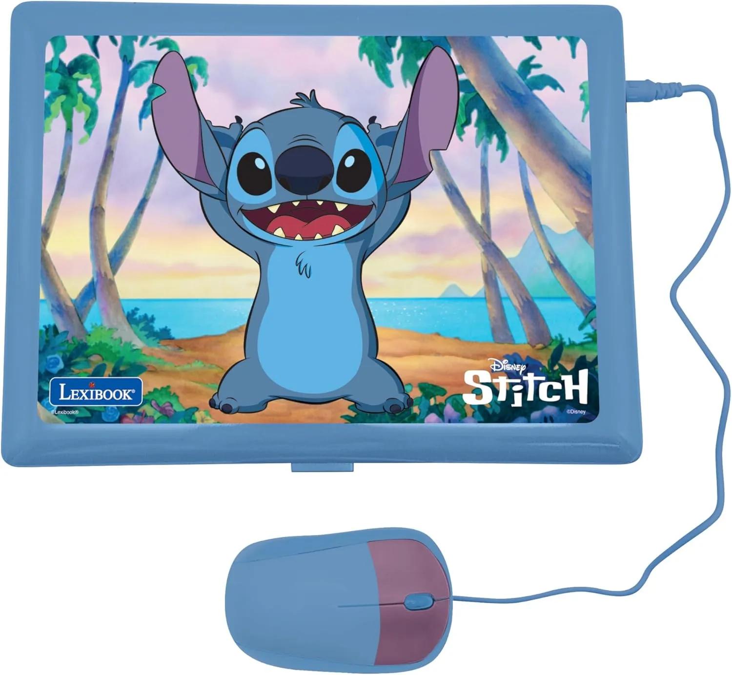 Lexibook, Disney Stitch Educational Computer Bilingual French/Dutch Children's Toy with 124 Activities for Learning, Fun and Piano, Blue, JC598Di10