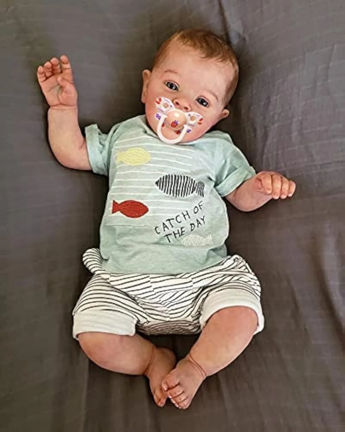 Lifelike Reborn Baby Dolls Boy 24 Inch 60cm Toddler Silicone Reborn Doll Real Size Looking Realistic Soft Body Weighted Doll Open Mouth Newborn Toddler Toy Gifts
