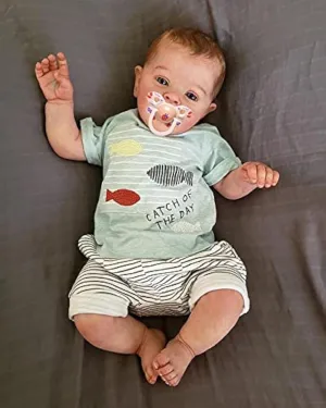 Lifelike Reborn Baby Dolls Boy 24 Inch 60cm Toddler Silicone Reborn Doll Real Size Looking Realistic Soft Body Weighted Doll Open Mouth Newborn Toddler Toy Gifts
