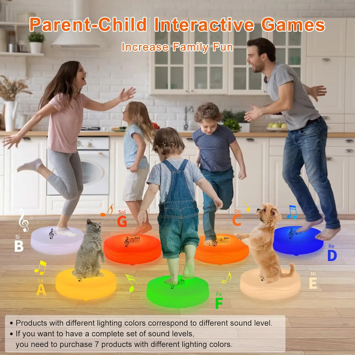 Light Up Musical Floor Games, Touch Sensitive Floor Tiles Kids Toys, Interactive Active Toddler Toys with Piano Sounds, Orange(Do)