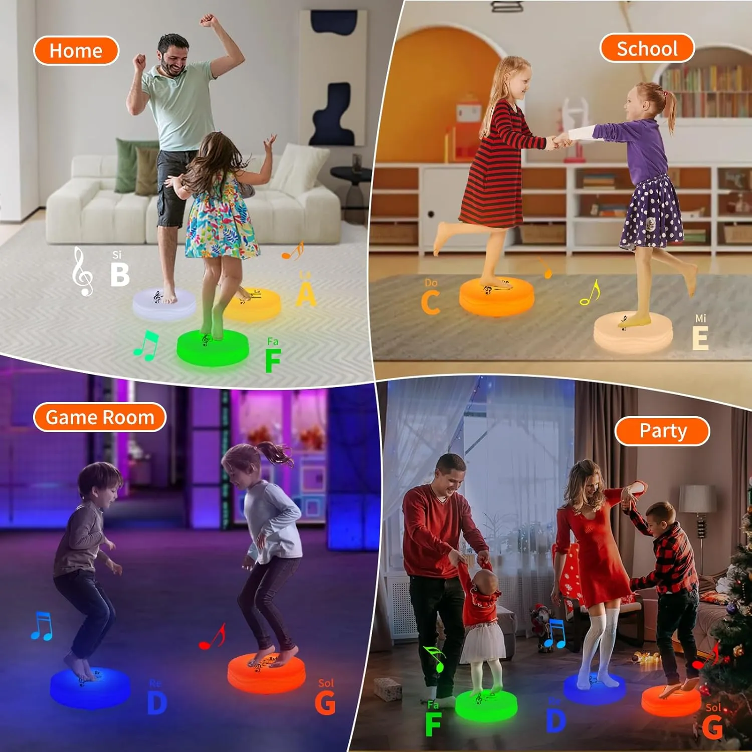 Light Up Musical Floor Games, Touch Sensitive Floor Tiles Kids Toys, Interactive Active Toddler Toys with Piano Sounds, Orange(Do)