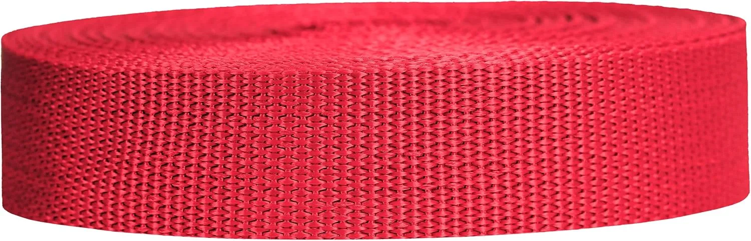 Lightweight Polypropylene Webbing - Poly Strapping for Outdoor DIY Gear Repair, Pet Collars, Crafts – 1 Inch by 10, 25, or 50 Yards, Over 20 Colors