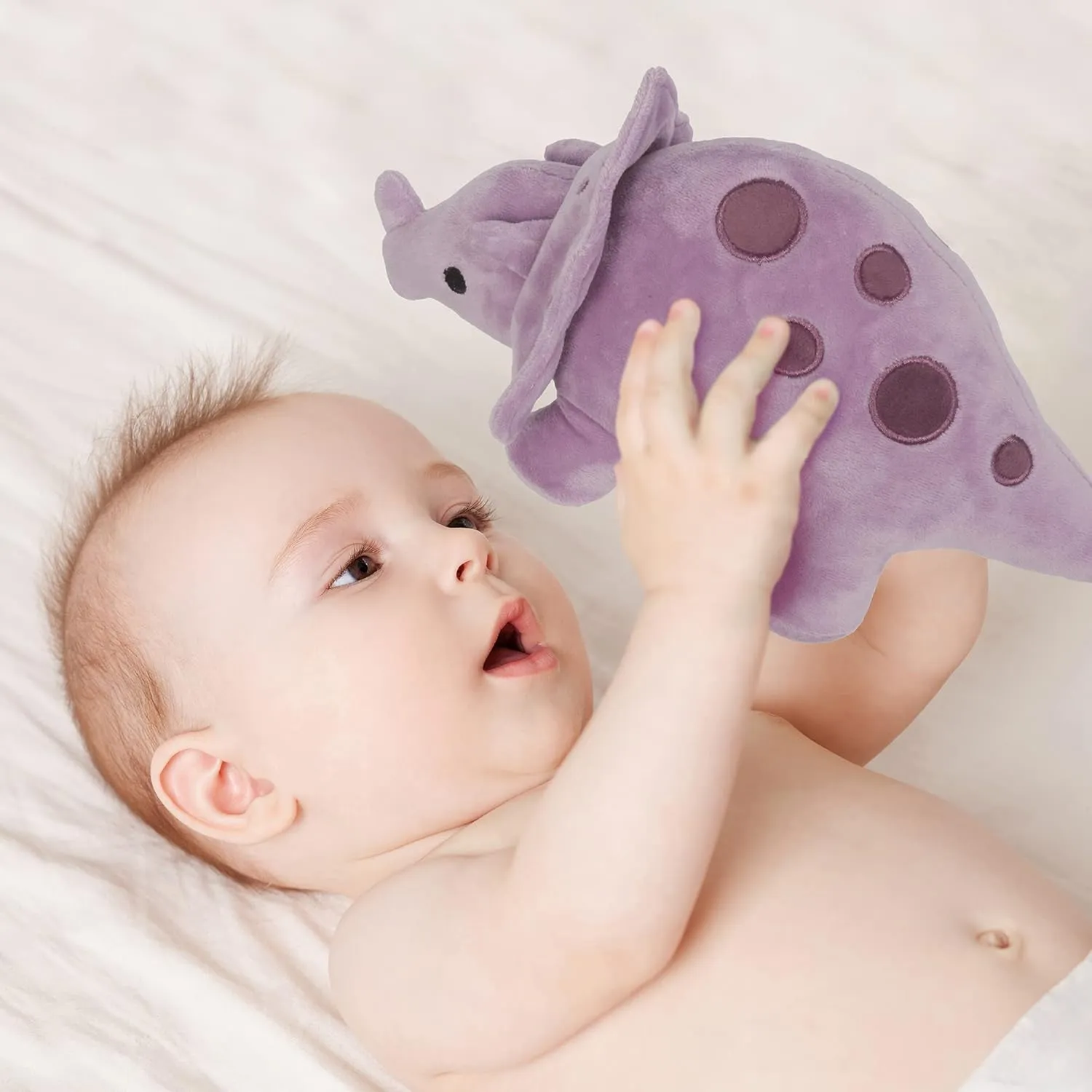 Linzy 11.5" Cory Baby Dino with Rattle, Purple