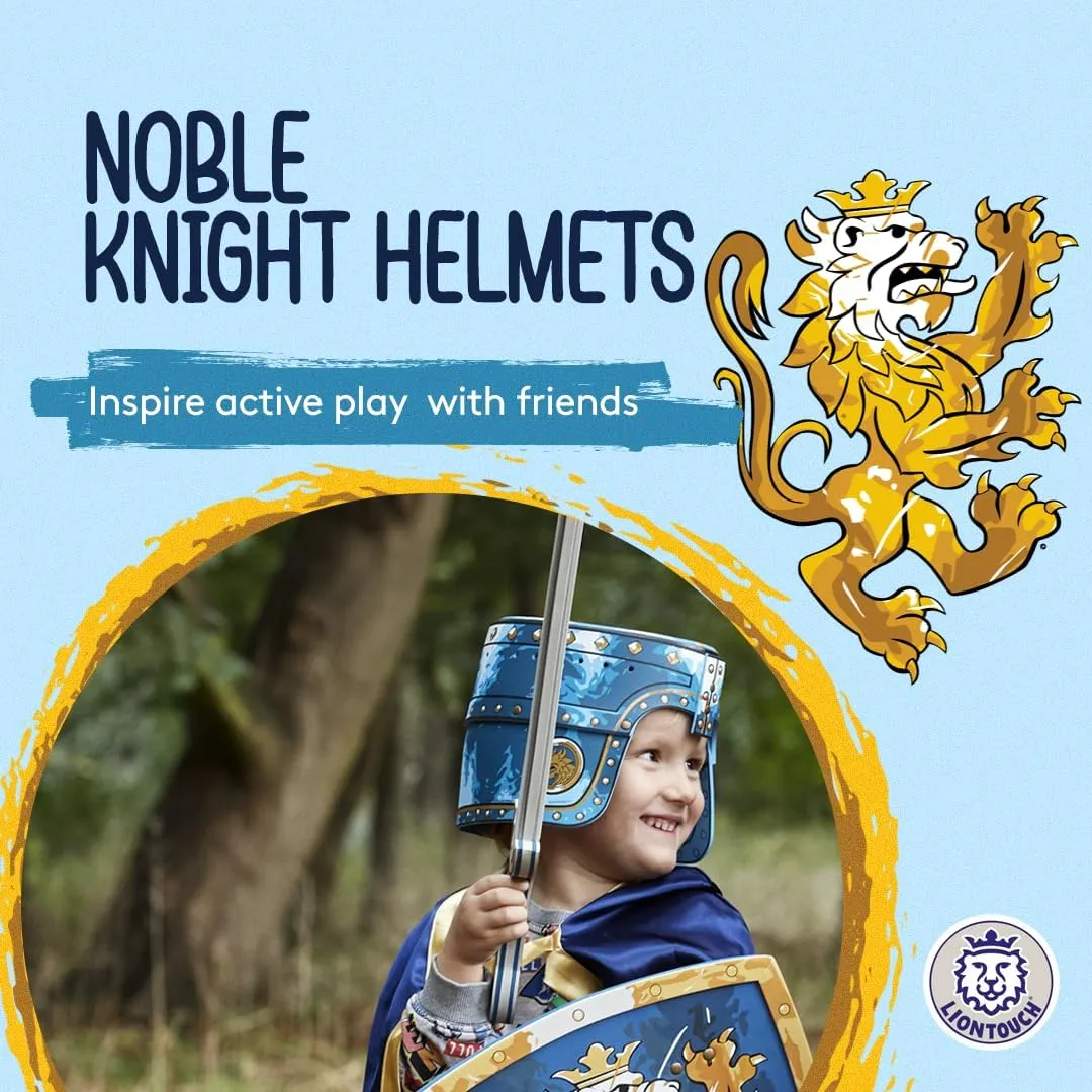 Liontouch Noble Knight Helmet, Blue | Medieval Pretend Play Toy in Foam for Children with Golden Lion Theme | Battle Armor for Dress Up & Costumes for Kids & Toddlers