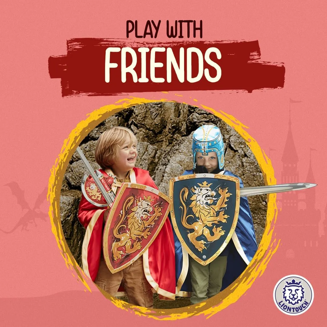 Liontouch - Noble Knight Shield, Red/Large - Age 3-8 | 17.7 x 13.8 in | Medieval Pretend Play Foam Toy for Children with Golden Lion Theme | Safe Battle Accessory for Dress Up & Costumes for Boys