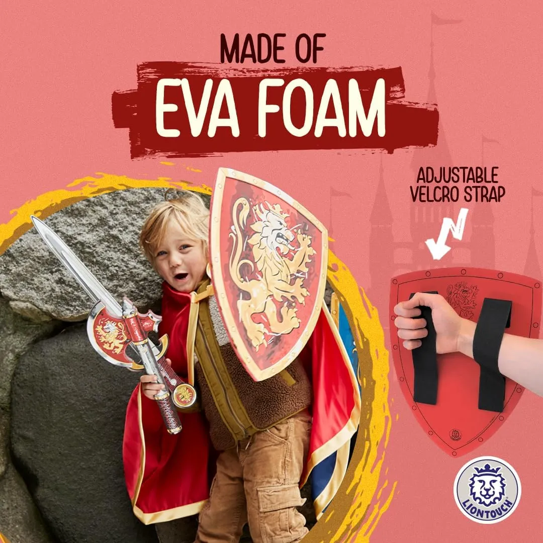 Liontouch - Noble Knight Shield, Red/Large - Age 3-8 | 17.7 x 13.8 in | Medieval Pretend Play Foam Toy for Children with Golden Lion Theme | Safe Battle Accessory for Dress Up & Costumes for Boys