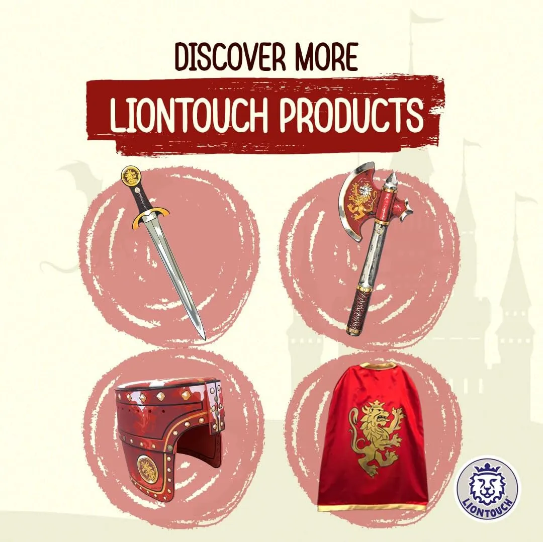 Liontouch - Noble Knight Shield, Red/Large - Age 3-8 | 17.7 x 13.8 in | Medieval Pretend Play Foam Toy for Children with Golden Lion Theme | Safe Battle Accessory for Dress Up & Costumes for Boys