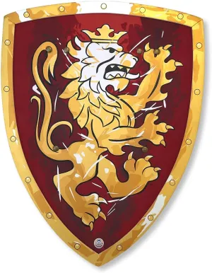 Liontouch - Noble Knight Shield, Red/Large - Age 3-8 | 17.7 x 13.8 in | Medieval Pretend Play Foam Toy for Children with Golden Lion Theme | Safe Battle Accessory for Dress Up & Costumes for Boys