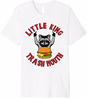 Little King Trash Mouth Racoon Burgers Lover Biggest Fan Premium T-Shirt