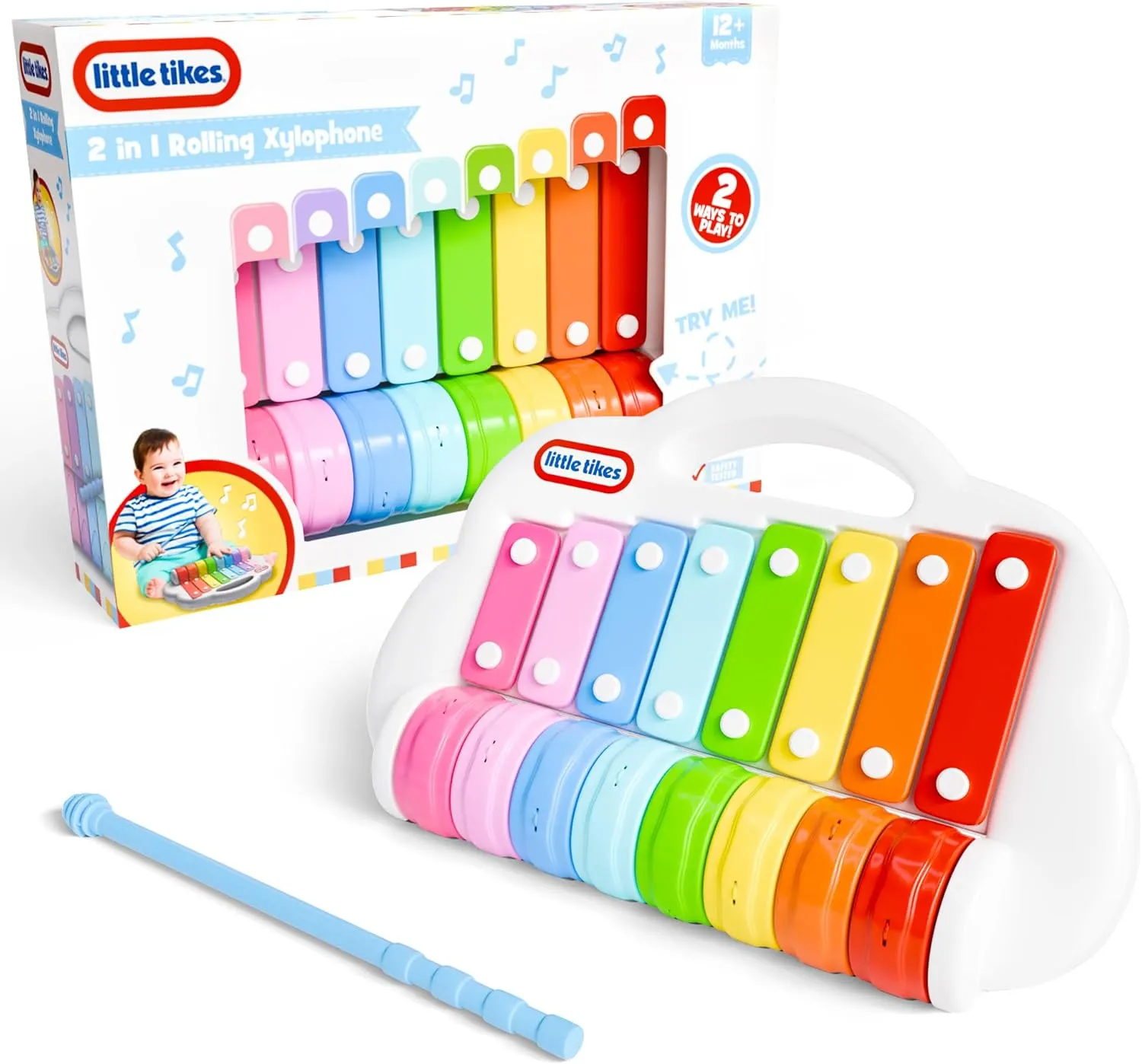 Lollipop Little Tikes 2 in 1 Rolling Xylophone Toy for Toddlers, Spin to Play Different Tunes - Toddler Music Fun Includes Xylophone Mallet Xylophone for Toddlers 1-3