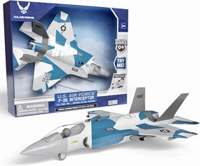 Lollipop F-35 Interceptor Toy - Realistic U.S. Air Force Fighter Jet for Kids and Toddlers - Great Play Experience with Realistic Lights and Sounds