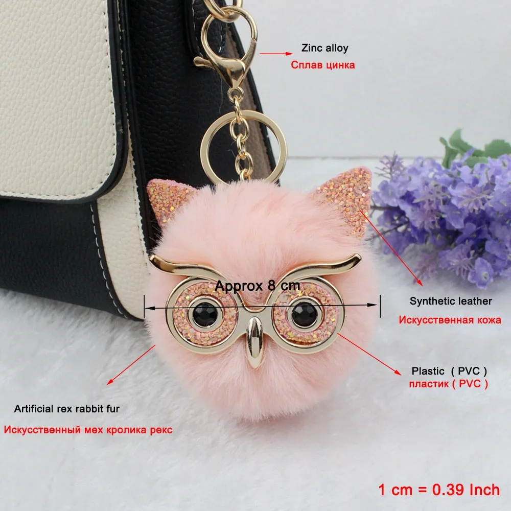 Lovely Sequin Ear Owl Pompom Key-chain/Bag Dangle