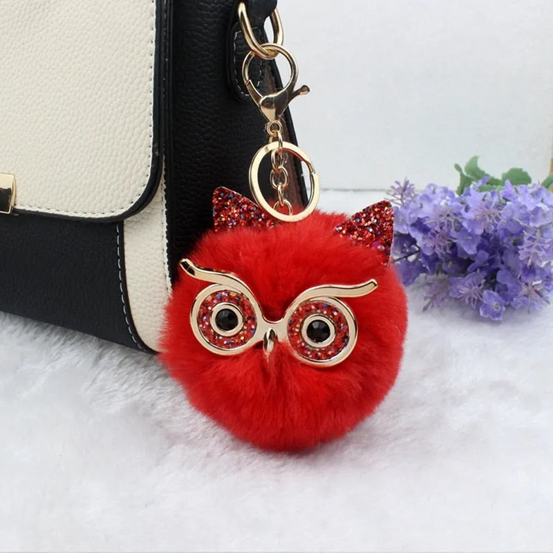 Lovely Sequin Ear Owl Pompom Key-chain/Bag Dangle