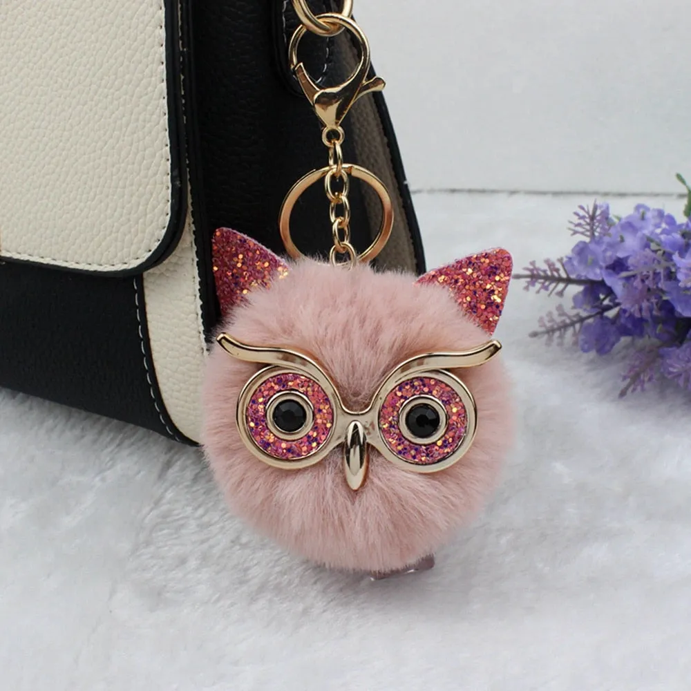 Lovely Sequin Ear Owl Pompom Key-chain/Bag Dangle
