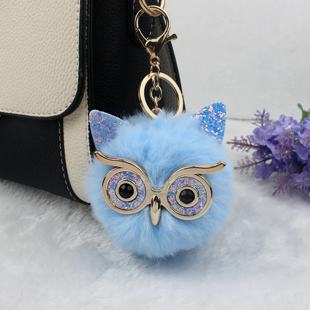 Lovely Sequin Ear Owl Pompom Key-chain/Bag Dangle