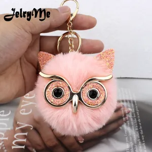 Lovely Sequin Ear Owl Pompom Key-chain/Bag Dangle
