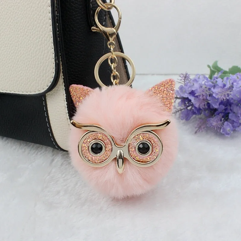 Lovely Sequin Ear Owl Pompom Key-chain/Bag Dangle