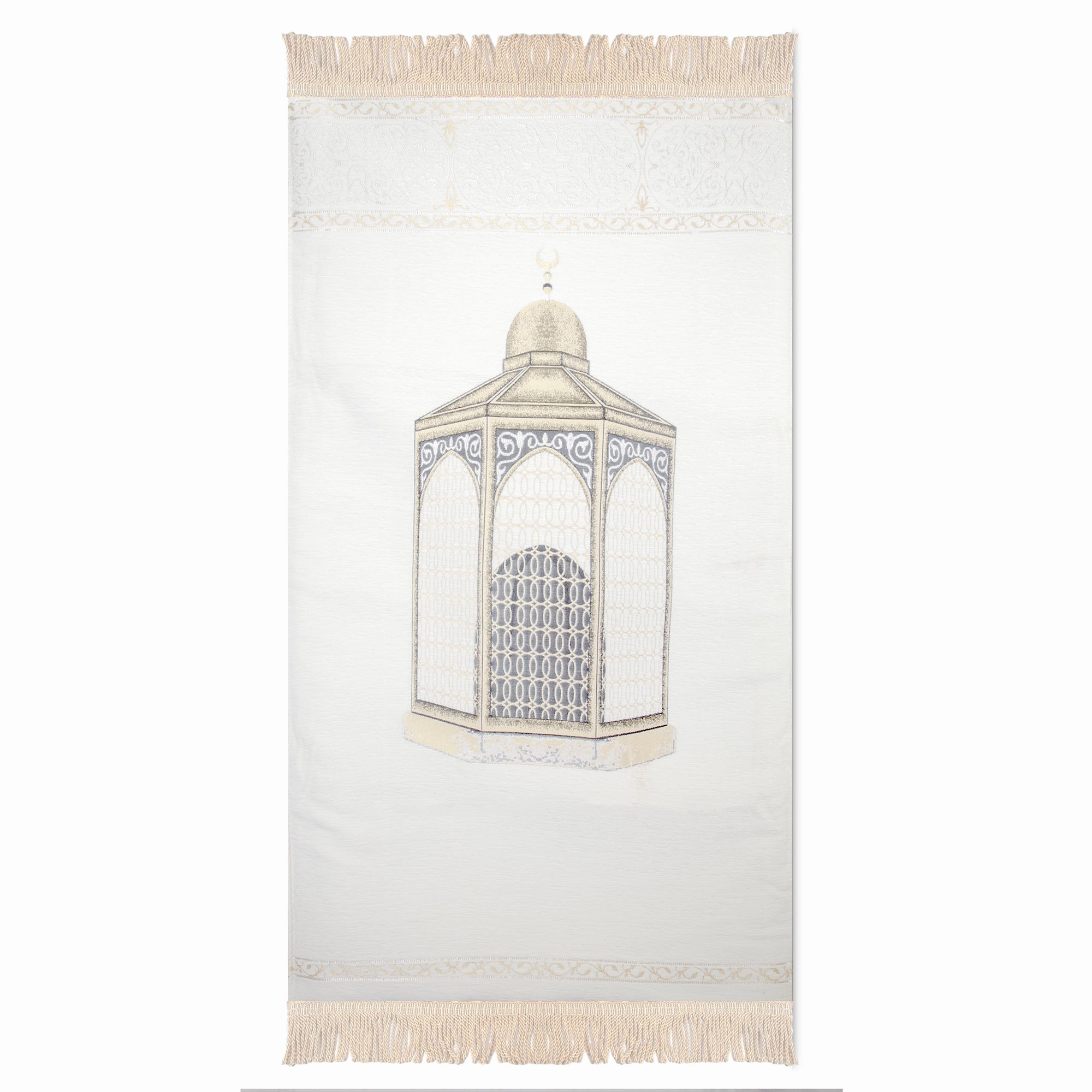 Luxury Extra Padded Salah Prayer Mat With Zip - Arch - Beige