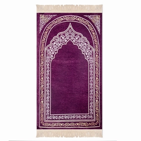 Luxury Extra Padded Salah Prayer Mat With Zip - Arch - Beige