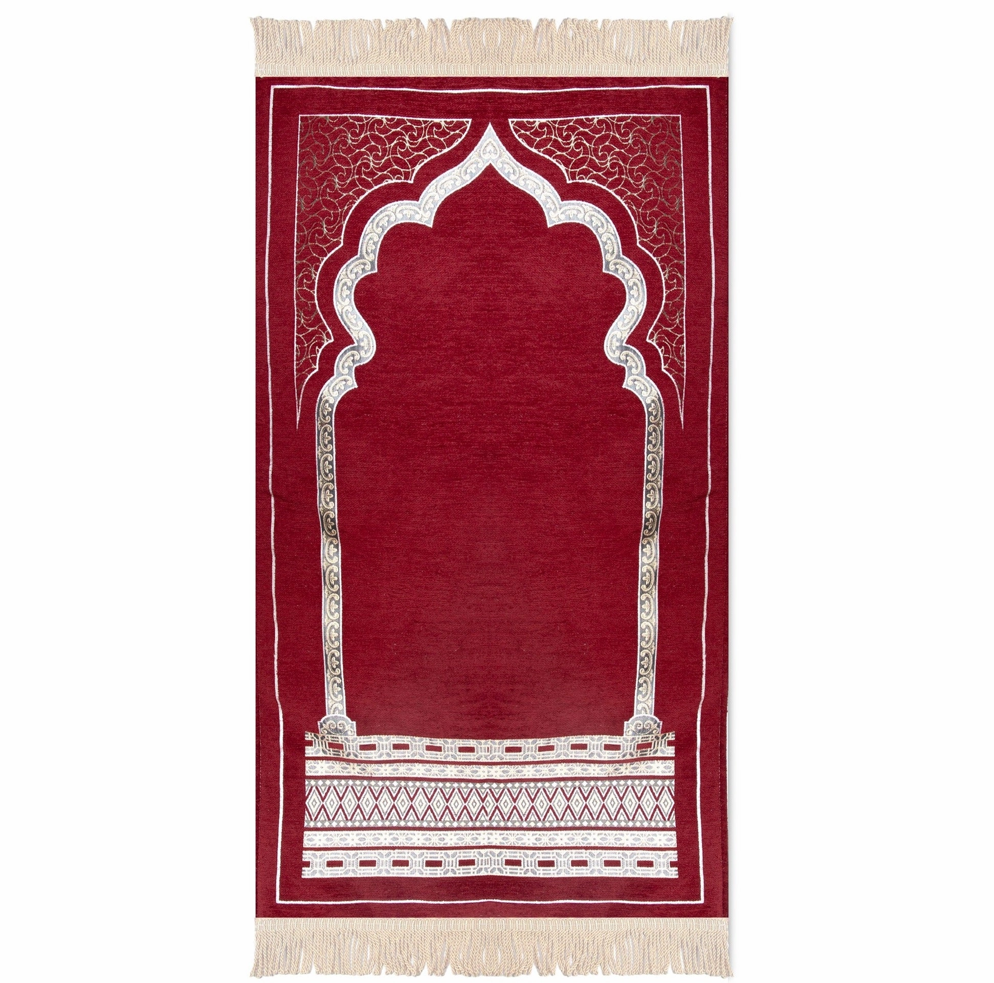 Luxury Extra Padded Salah Prayer Mat With Zip - Arch - Beige