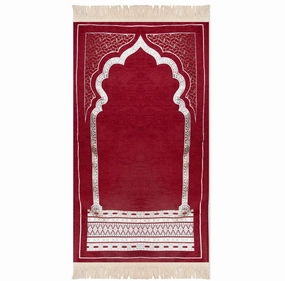 Luxury Extra Padded Salah Prayer Mat With Zip - Arch - Beige