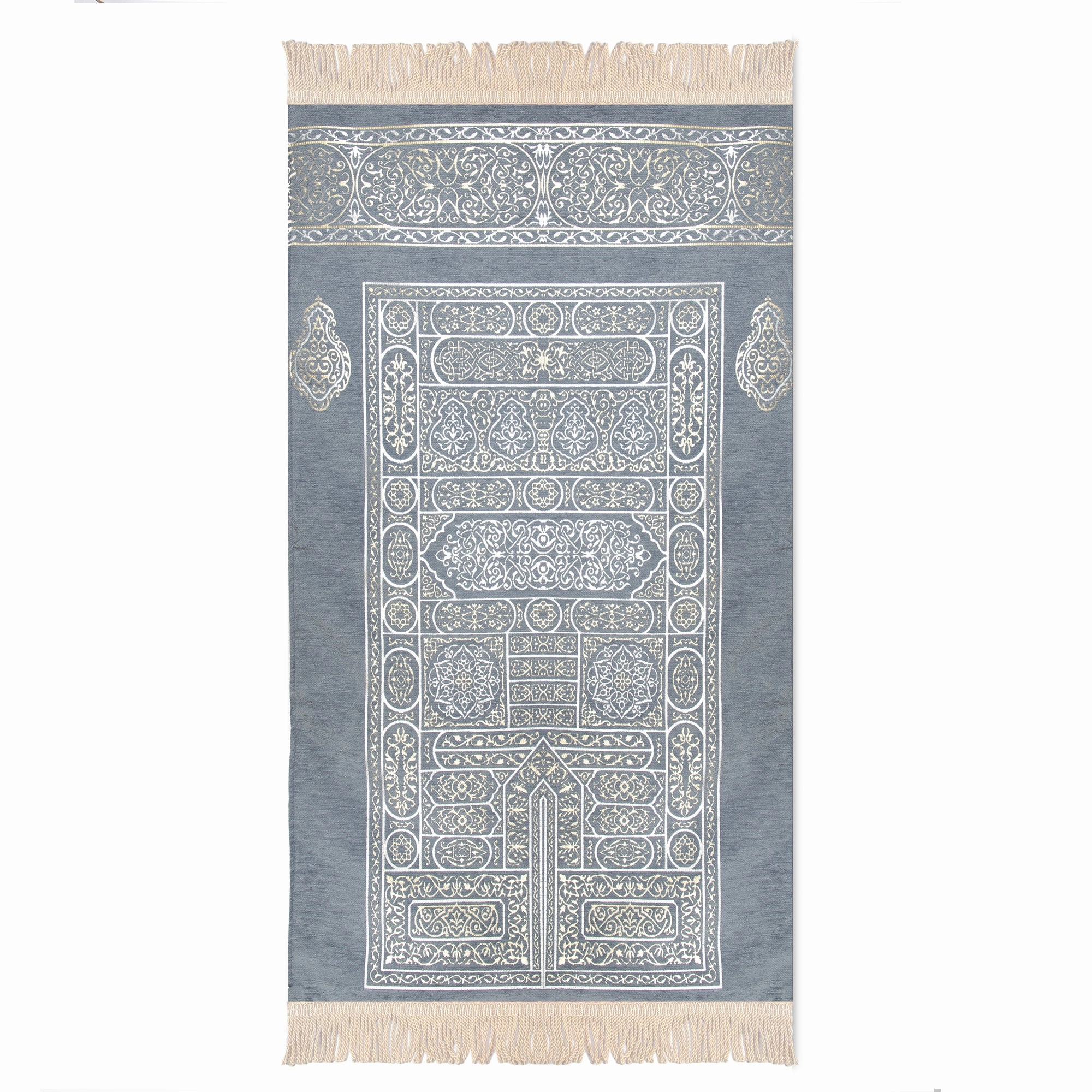 Luxury Padded Salah Prayer Mat - Kaaba Door - Grey