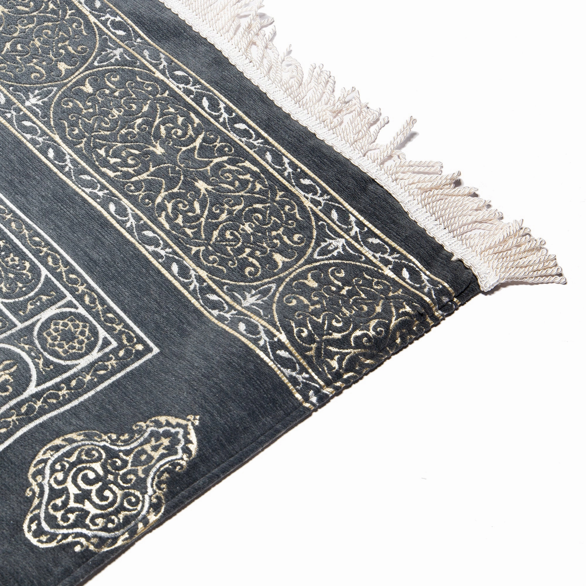 Luxury Padded Salah Prayer Mat - Kaaba Door - Grey