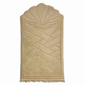 Luxury Padded Tulip Salah Prayer Mat - Beige