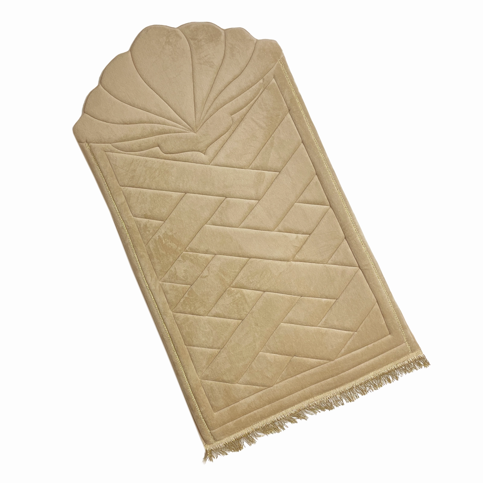 Luxury Padded Tulip Salah Prayer Mat - Beige