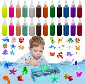 Magic Water Elf Toy Kit,Aqua Fairy Water Gel Kit,Waters Pets,DIY Squishy Maker Set- Fun Summer DIY Craft Kit, Birthday Gifts & Party Favors for Boys & Girls (24 Bottles:12 Colors   20 Molds)