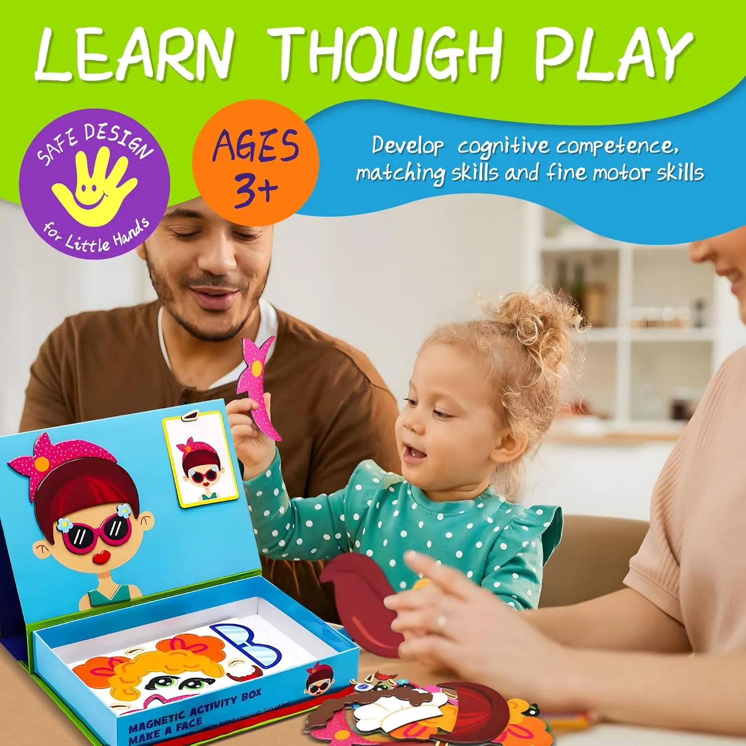 Magnetic Puzzles for Kids- Educational Magnetic Book, Crazy Face Dress-Up Game & Preschool Toddler Learning Activities, Travel-Friendly STEM Toy, Fun Fridge Magnets for Toddlers 1-3 3-12