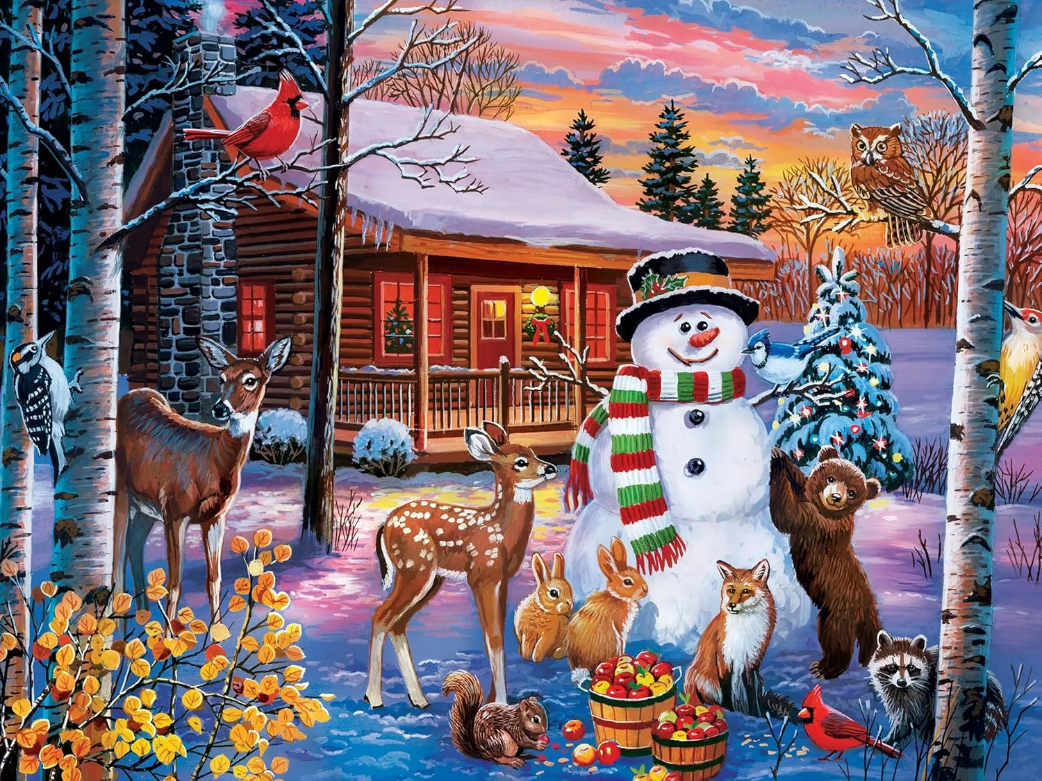MasterPieces 300 Piece EZ Grip Christmas Jigsaw Puzzle - Winter Visitors - 18"x24"