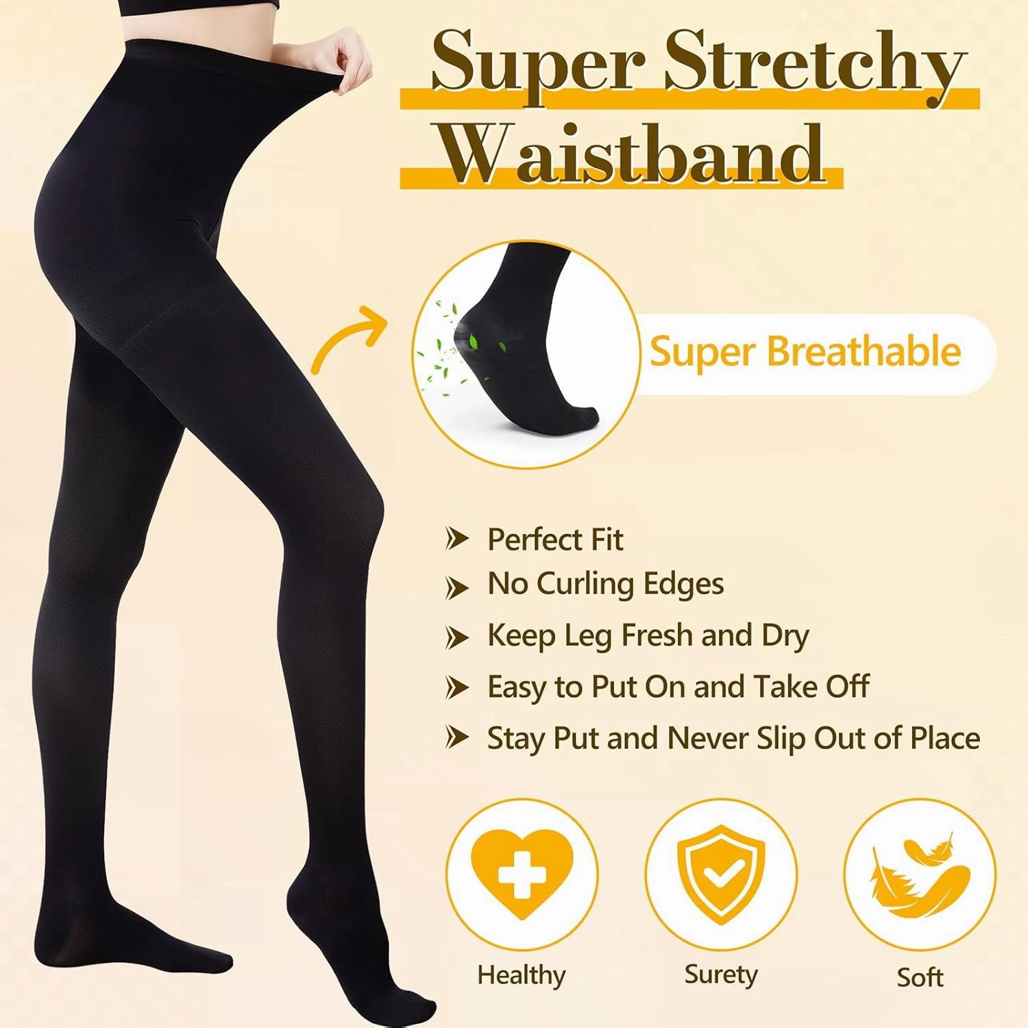 Medical Compression Pantyhose for Women Men, 20-30 mmHg Graduated Compression Tights, Closed Toe Compression Stockings, Support Hose, High Waist Compression Leggings for Varicose Veins, Edema