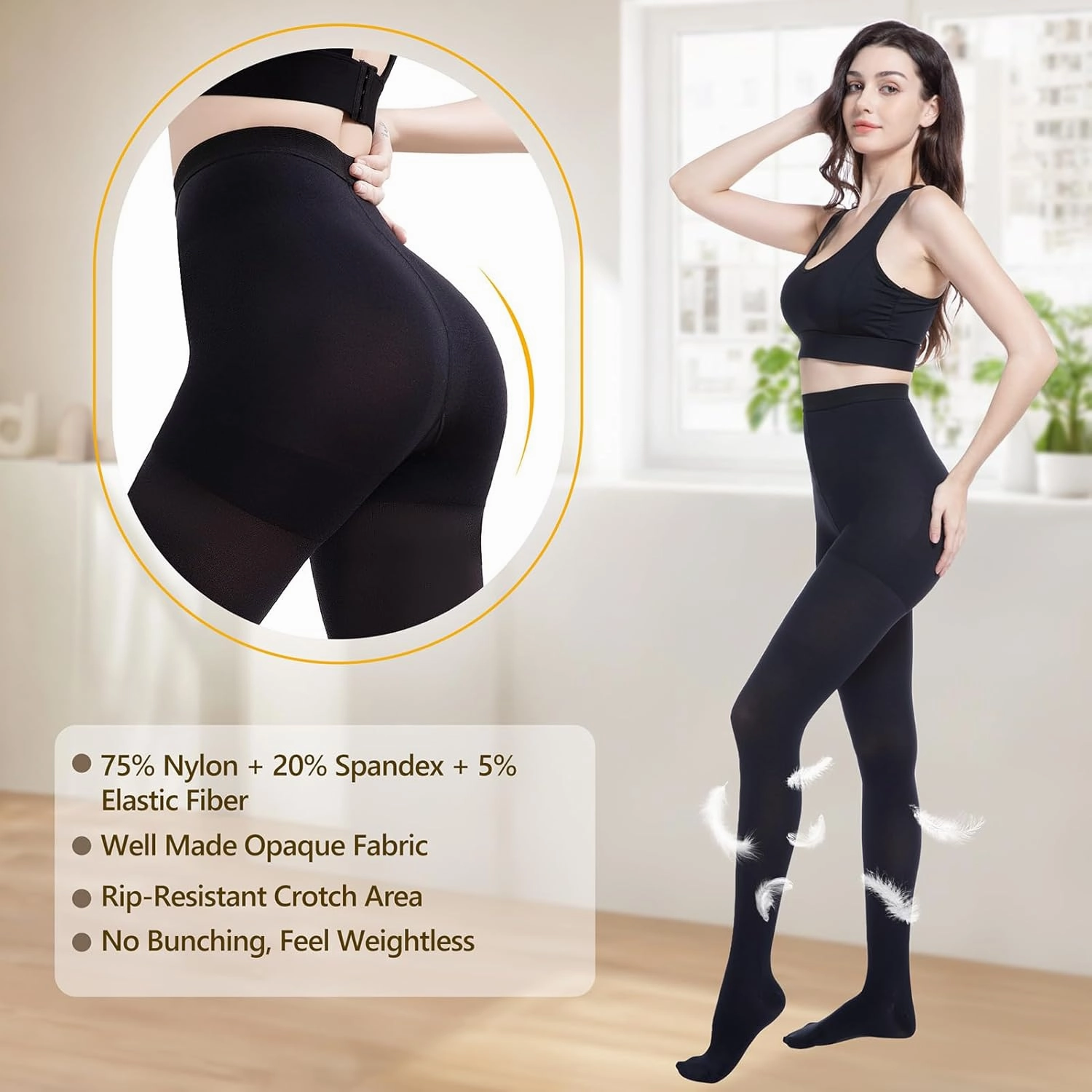 Medical Compression Pantyhose for Women Men, 20-30 mmHg Graduated Compression Tights, Closed Toe Compression Stockings, Support Hose, High Waist Compression Leggings for Varicose Veins, Edema