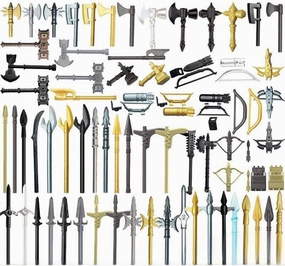 Medieval Knight Weapons Pack Accessories Set, Military Figure Weapon Helmet Armor Building Block Kit, Compatible with Major Brands (71Pcs)