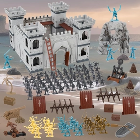 Medieval Wars Big Military Castle Playset for Boys - 312pcs Building Kit with Viking Pirate Captain Fort Soldiers Knight Army Men Action Figures Toy Set, Birthday Gift for Kids Ages 3 4 5 6 7 8 9 10
