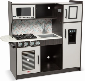 Melissa & Doug Wooden Chef’s Pretend Play Toy Kitchen With “Ice” Cube Dispenser – Charcoal Gray - Kitchen Play Set For Toddlers And Kids Ages 3 , 42.5 x 19.5 x 8.5