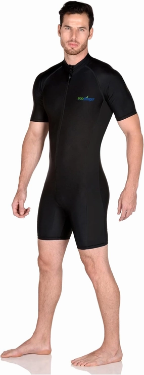 Men's Sunsuit One Piece Swimsuit Bodysuit Surf Suit UV Protection Swimwear UPF50  Black
