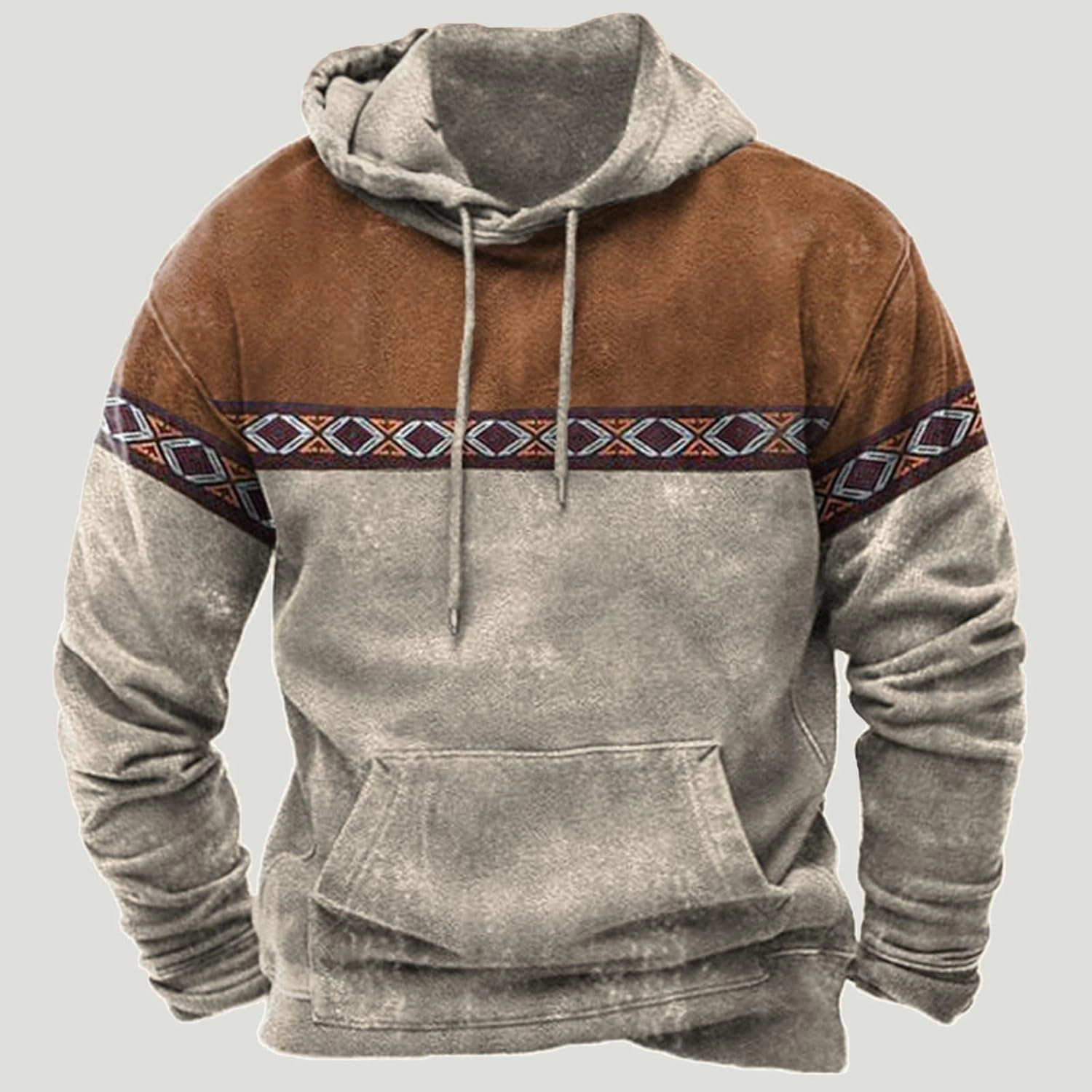 Mens Hoodies Pullover Graphic Ethnic Print Lightweight Sweatshirts Long Sleeve Casual Western Aztec Ethnic Hoodie