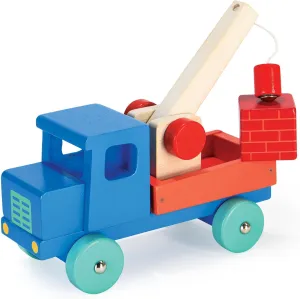 Mentari Toys - Blue Pick Up Truck - Vibrant Classic Wooden Toy Truck with Wind-Up Loader and Magnetic Block - Easy to Grasp - Encourages Imaginative Play, Motor Skills & Hand-Eye Coordination - Age 3 
