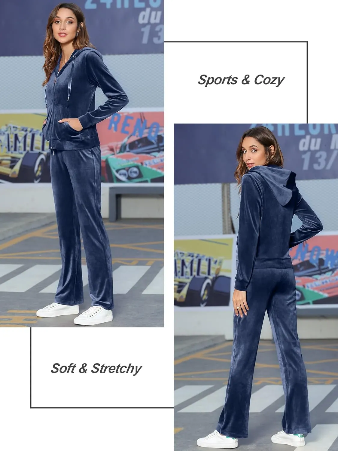 MessBebe Womens Sports Outfits Set 2 Piece Tracksuits for Women Workout Sweatsuits Long Sleeve Hoodie Sweatshirt Pants