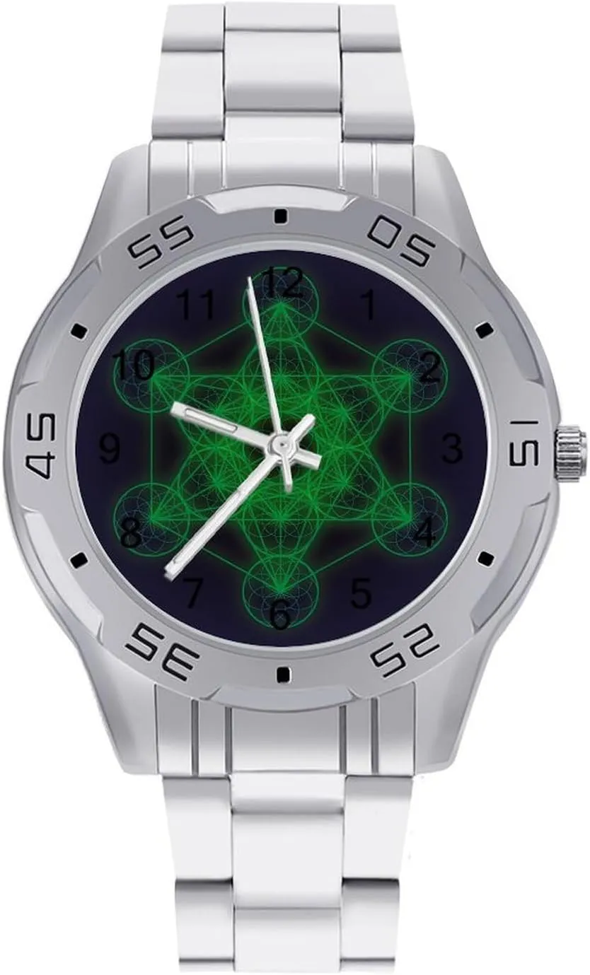 Metatrons Cube Simple Stainless Steel Band Business Watch Dress Wrist Unique Luxury Work Casual Waterproof Watches